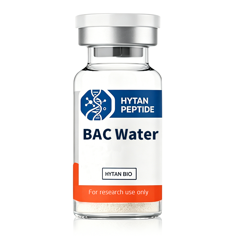 BAC Water (Bacteriostatic Water) is a sterile, preservative-containing aqueous solution formulated for reconstituting lyophilized research peptides and proteins. It contains 0.9% benzyl alcohol to inhibit microbial growth, enabling safe multiple withdrawals from a single vial and supporting short-term storage of reconstituted peptide solutions.