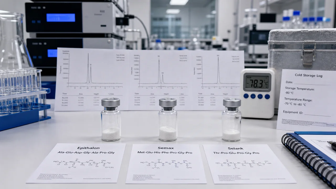 Epithalon vs Semax vs Selank Research Peptides: Identity, Stability & COA