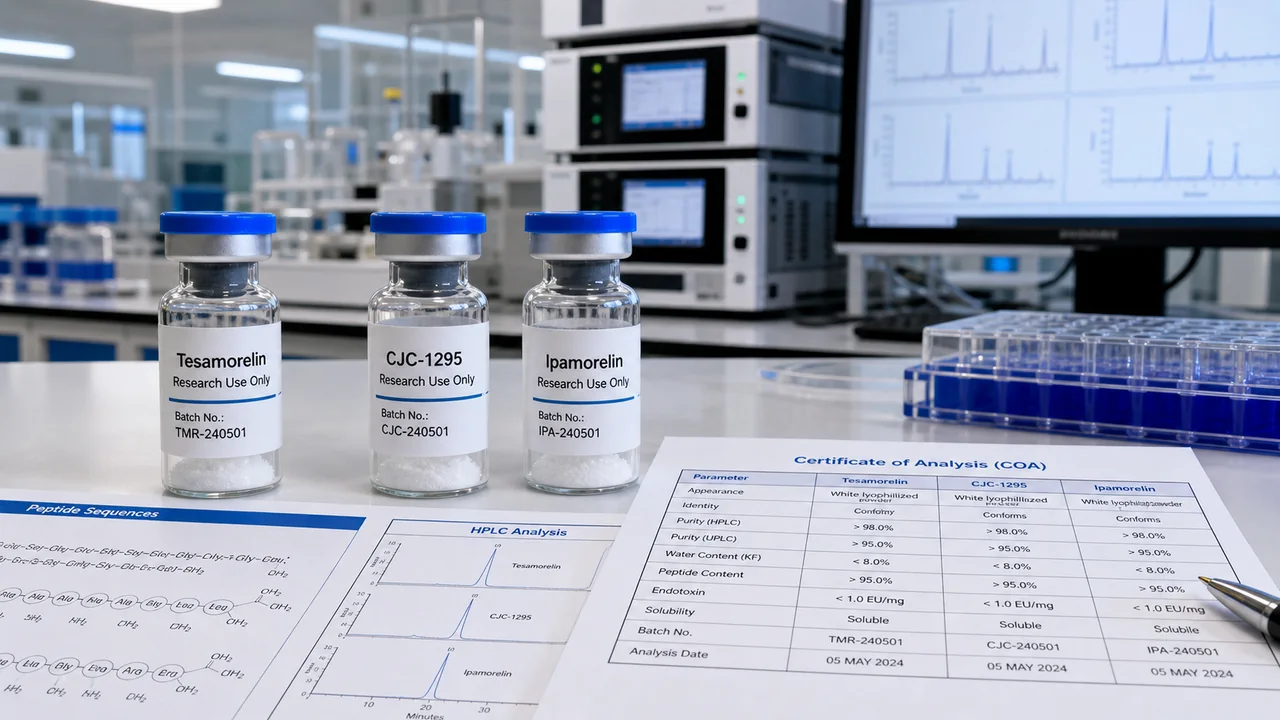 Tesamorelin vs CJC-1295 vs Ipamorelin: Research Sourcing, Identity & QC