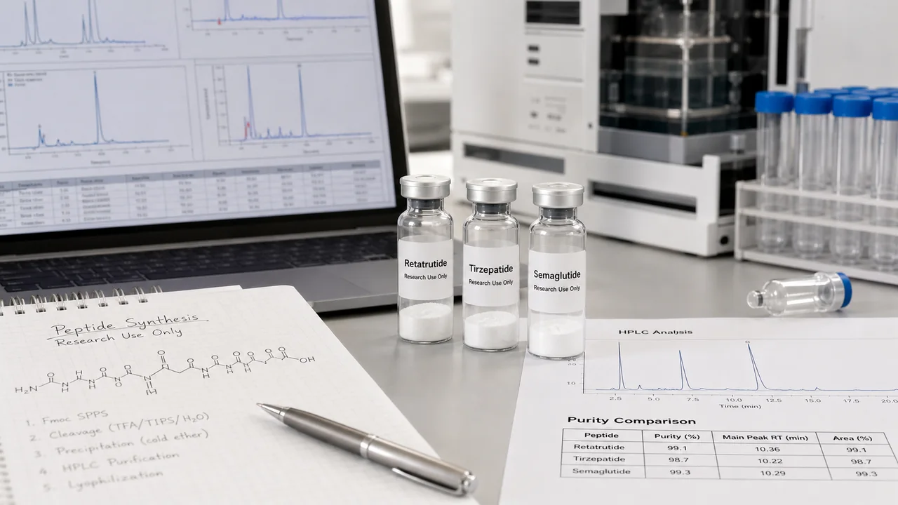 Retatrutide vs Tirzepatide vs Semaglutide Research Peptides: Synthesis & Purity Differences
